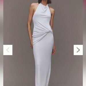 Anthropologie Katie May Leyla Cowled Halter Open-Back Knotted Maxi Dress